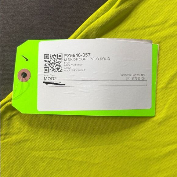 Nike Men's Short Sleeve Dri-Fit Core Golf Polo Shirt Bright Cactus M NEW *Sample - Picture 5 of 9